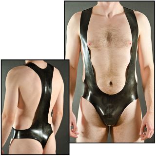 THONG STYLE Rubber WRESTLE SUIT, BLACK with options for latex 