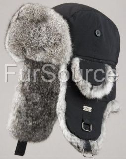 Rabbit Fur Aviator  Trapper Ear Flap Trooper Winter Hat