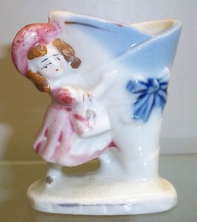Occupied Japan GIRL Toothpick Holder porcelain/chin​a figurine