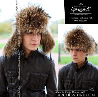Genuine Russian TRAPPER Ushanka fur hat RANCHED raccoon Mens 
