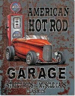 Nostalgic AMERICAN Hot Rod Garage Street Rods Muscle Cars Classics Tin 