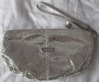   Kipling Wrislet Bag Metallic Silver Snake Python Print cosmetic case