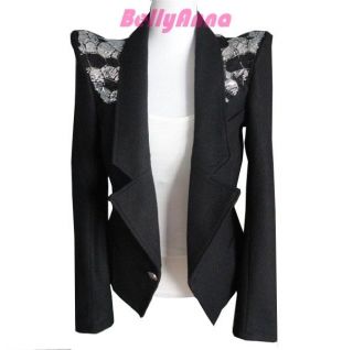   Power Shoulder Tuxedo Coat Suit Blazer Jacket Formal Women OL Lady