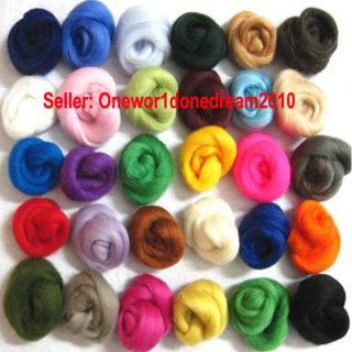 Lot of 30 colors Merino Wool Fibre Roving For Needle Felting Hand 