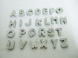 Alphabet Letter A Z Slider Rhinestone Beads Fit 8mm Belt Bracelets DIY 