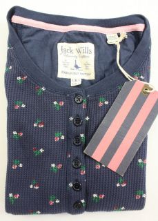 NEW JACK WILLS Womens Bellside Waffle Henley Top (£44) UK8 US4 Blue 