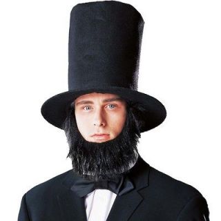 TALL Stove PIPE Abraham Lincoln Costume Top Hat + BEARD