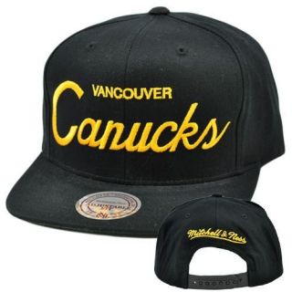 NHL Vancouver Canucks Mitchell Ness Script Throwback Logo Snapback Hat 