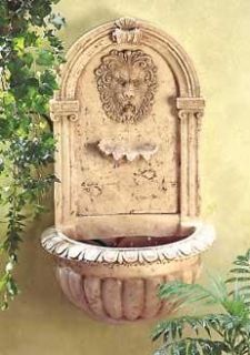   Head Wall Fountain Deck Patio includes Pump Faux Carved Stone Durable