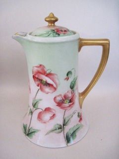 1900 25 William Guerin Limoges Pink Rose Chocolate Pot