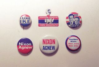 PRESIDENTIAL CANDIDATES   SIX DIFFERENT CAMPAIGN BUTTONS  IKE 
