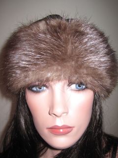 GENUINE BEAVER FUR HAT WITH BLACK LEATHER ON TOP   SZ M   BEAUTIFUL 