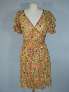 ALANNAH HILL Beautiful Silk Green Pink & Yellow Floral Dress Size 6