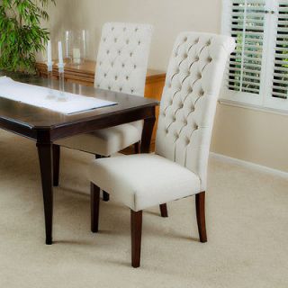 Set Of Two Monsoon Pacific Princeton Upholstered Linen Dining Chairs