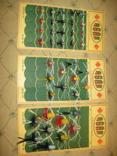 LOT OF 39 VINTAGE AGAR BUG CO POPPER FLY ROD LURES STORE DISPLAY CARDS 