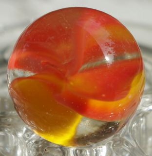 Vitro Agate 7/8 Cats Eye Glass Marble 5 Vein Pink Orange Amber 