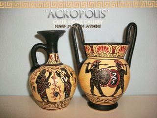 2x Ancient Greek Ceramic Art Pottery 9cm/3,5inches (HANDMADE Classical 