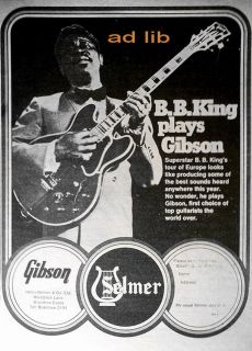 KING   PLAYS GIBSON, AD 1971 /ADVERT