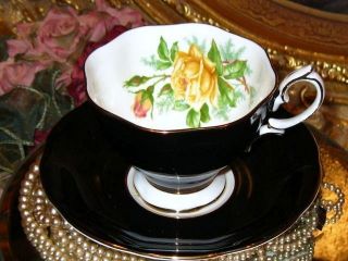 Black & Yellow Tea Roses Royal Albert Tea Cup and Saucer Set