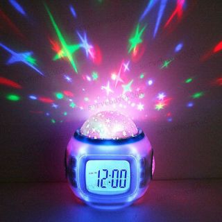   LED Star Night Light Magic Projection Projector Alarm Table Clock