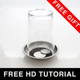 Coin Thru Glass Dish Through PenetrationMag​ic Trick Gimmick Coaster 