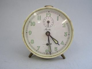   white sub seconds vintage alarm clock made in Germany *ECO friendly