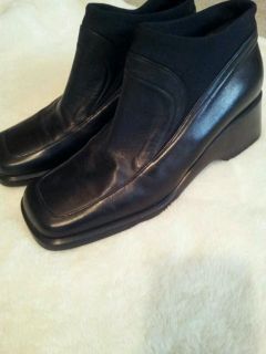 ALBANO WOMENS ITALIAN BLACK LEATHER ANKLE BOOTS SIZE 7 EUR 37 VERA 