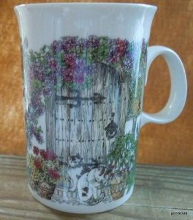 Vintage Dunoon Mug Lots of Cats and Flowers 4 Made in Scotland
