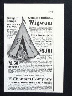   Genuine Indian Wigwam magazine Ad Childrens Camping Tent Fun w1902