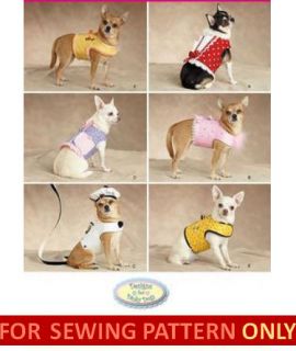 CLOTHES PATTERN FITS CHIHUAHUA~TEA CUP DOGS 2~8 POUNDS