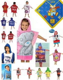   childrens boys girls football novelty character hooded poncho towels