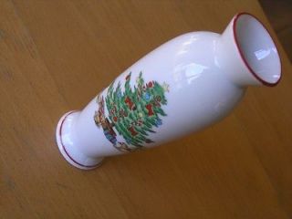   Shibata Fine Porcelain Japan Christmas Tree Scene Bud Vase Bone China