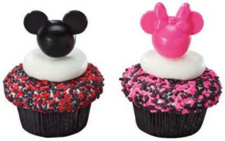 MICKEY MOUSE & MINNIE HEAD CUPCAKE PICKS #2 Cake Toppers Decorations 