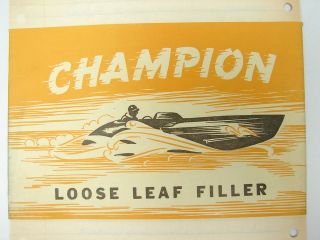 Vintage Nautical Champion Loose Leaf Filler Speed Boat Paper Ephemera 