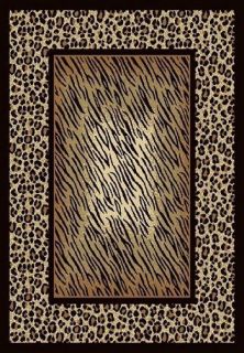   SAFARI Leopard Print MODERN border 5x7 area rug Actual 4 4 x 6 7