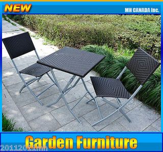   Wicker Rattan Set Garden Table Chair Foldable Outdoor Patio Furniture