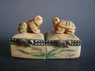 Beautiful CHINESE HANDWORK jewelry Carved Turtle frog Jewelry box