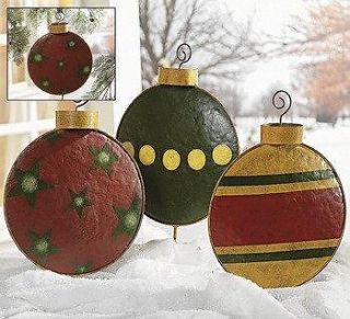   Decorated Painted Metal Christmas Ornaments Outdoor Yard Stakes New