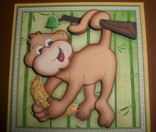 Handmade Greeting Card 3D Any Occasion With A Monkey