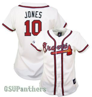 Chipper Jones Atlanta Braves Womens Home Sewn Replica Jersey SZ (S XL 