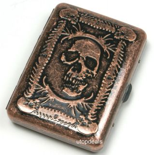   Carved embossed SKULL SKELETON Cigarette cigar case holder 85mm