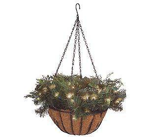   Lights 12 Pre lit Eucalyptus Berry Hanging Basket CLEAR CHRISTMAS
