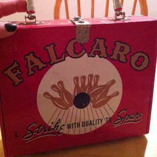   Falcaro Bowling Dancing Girls Cigar Box Purse Bag Make up Case EUC