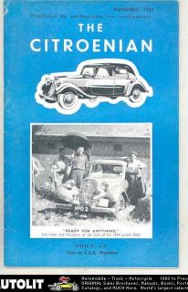 Nv 1954 Citroen Citroenian England Car Club Magazine Brochure Traction 