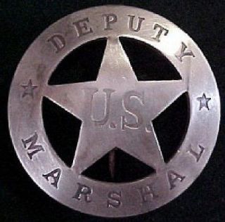 Old West Deputy US Marshal silver lawman badge #BW74