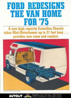 1975 Ford Econoline Chassis Mini Motorhome RV Brochure
