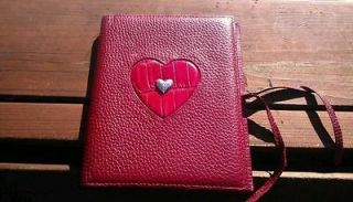 Little Red Leather Book or Address Book Holder with Silver Heart
