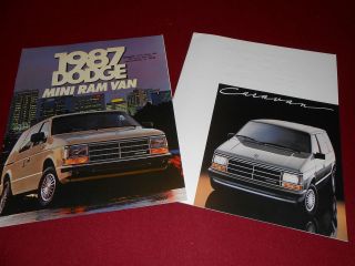 1987 DODGE CARAVAN PRESTIGE BROCHURE & DODGE MINI RAM VAN SALES 