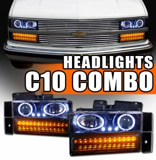   Projector Head Lights+LED Bumper+Corner 88 93 Chevy/GMC C10 Truck/SUV