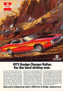 1973 Dodge Charger Rallye   Depend   Classic Vintage Advertisement Ad 